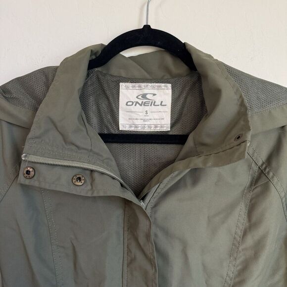Oneill Army Green Hooded Utility Cargo Jacket Small Cargo Fishermans Coat Parka - Picture 6 of 13